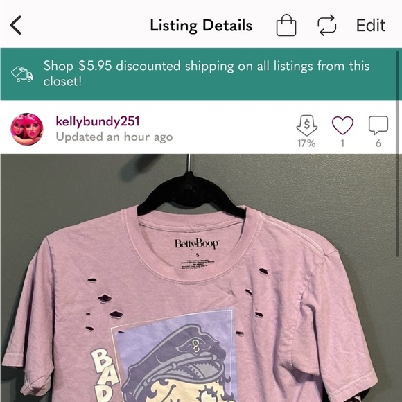 Betty boop distressed crop top size small like new - Picture 4 of 4